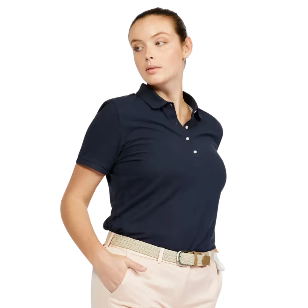 Inesis Women's golf cotton short-sleeved polo shirt - MW500 navy blue