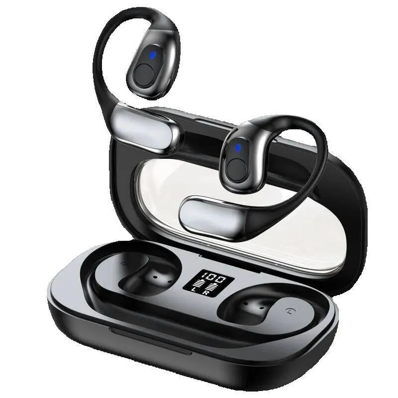 Open Headphones, Wireless Bluetooth 5.4 Ear Buds, Earhook Earbuds - Black