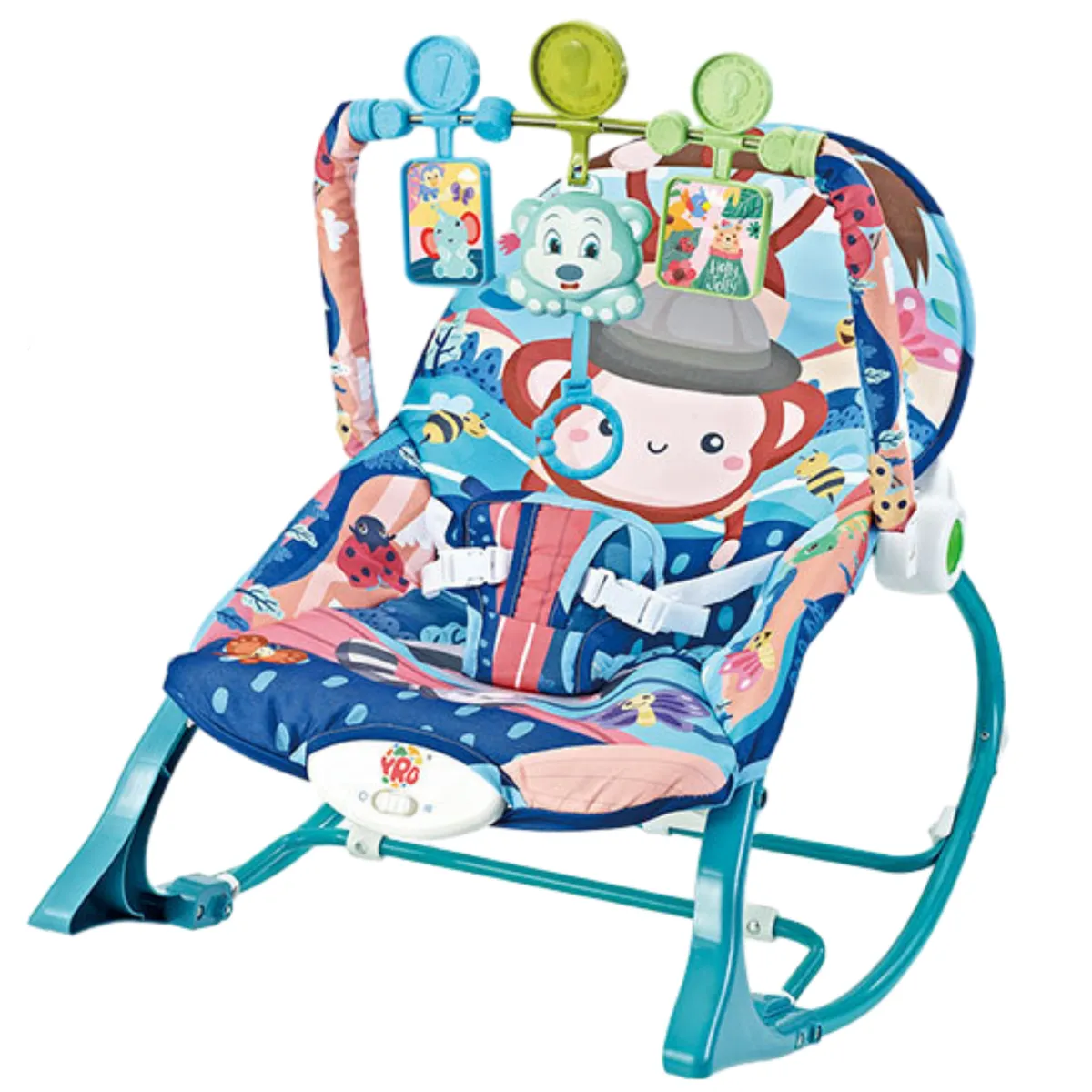 Baby Toddler Rocker Chair Bouncing Seat Adjustable with Hanging Music Toy - Blue, Pink