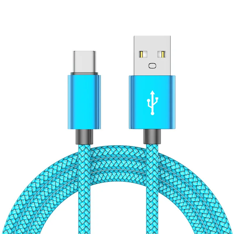 1m Nylon Braided Type-CFast Charging Cable,MultiColor Available,Universal - Blue