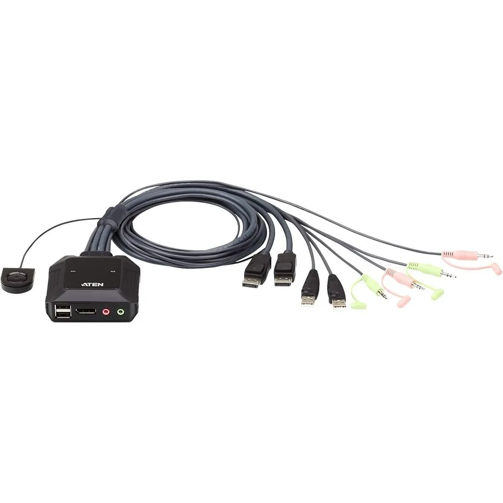 ATEN CS22DP 2-Port USB DisplayPort KVM Switch with Remote Selector - 4K