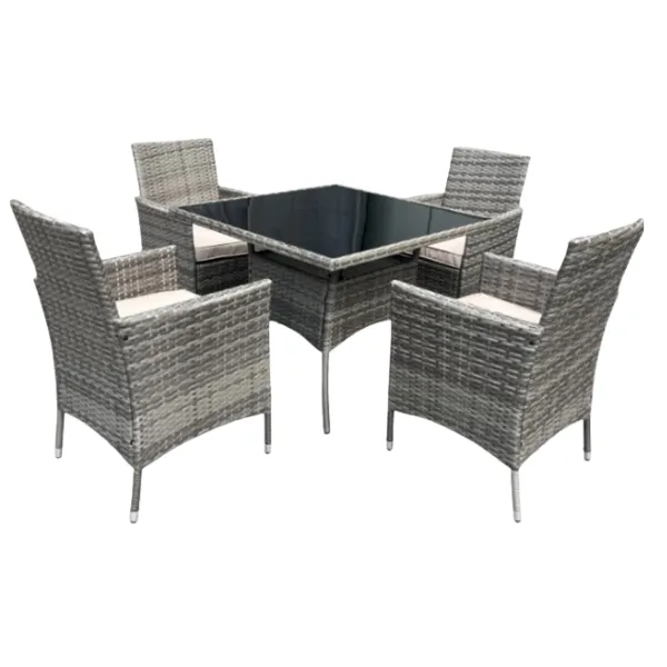Luna Garden Dining Set - Elegant Outdoor Furniture with Glass Tabletop