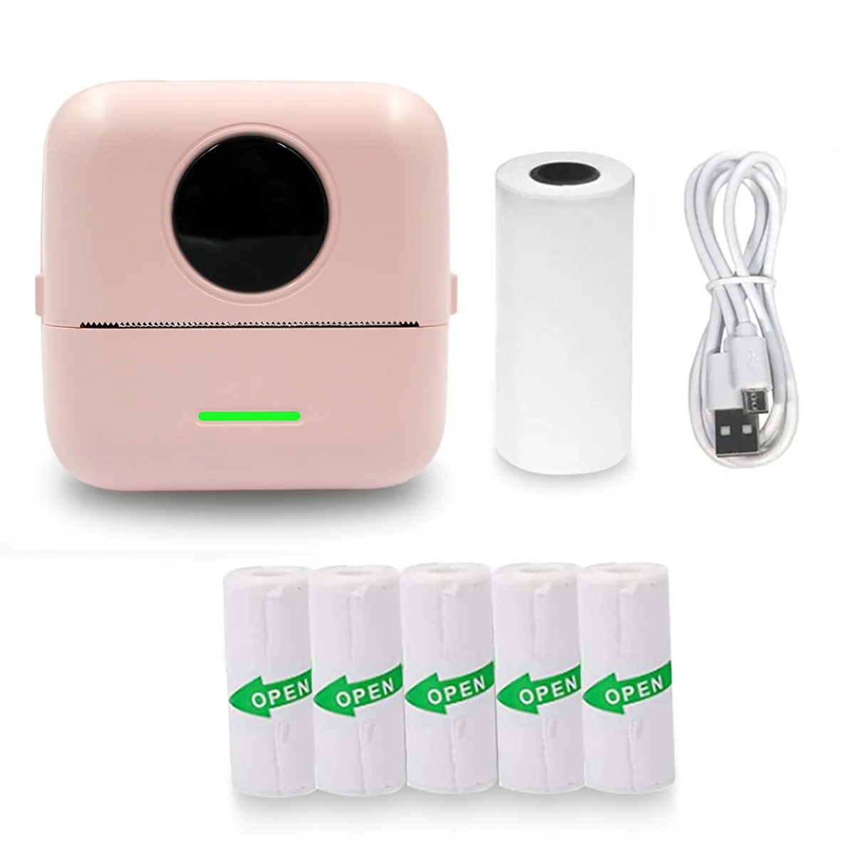 Uuname Portable BT Mini Pocket PhotoThermal Printer & 5 Sticker Paper-x5se - Pink