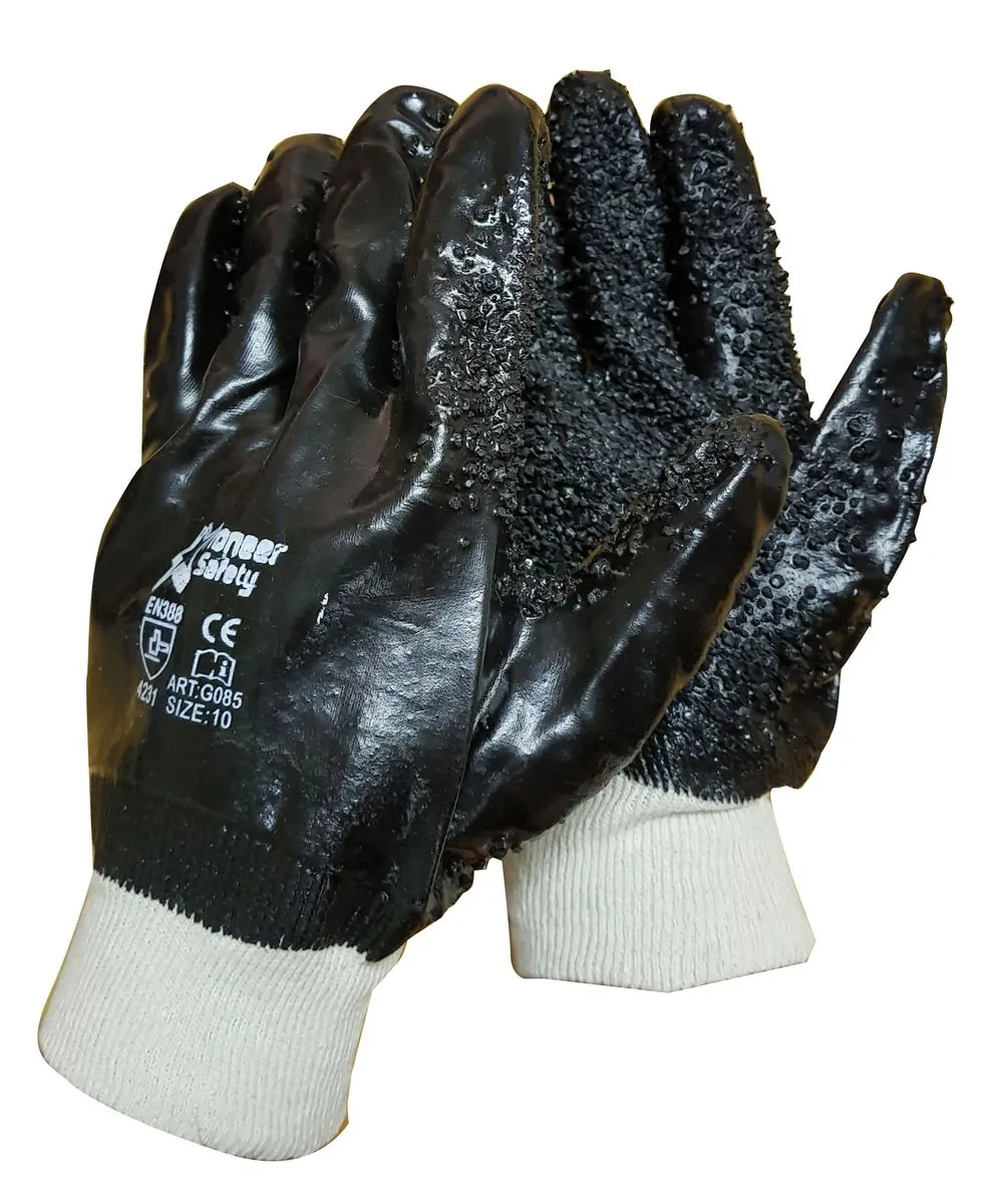 Gloves Black Chip Palm Knitwrist L G085