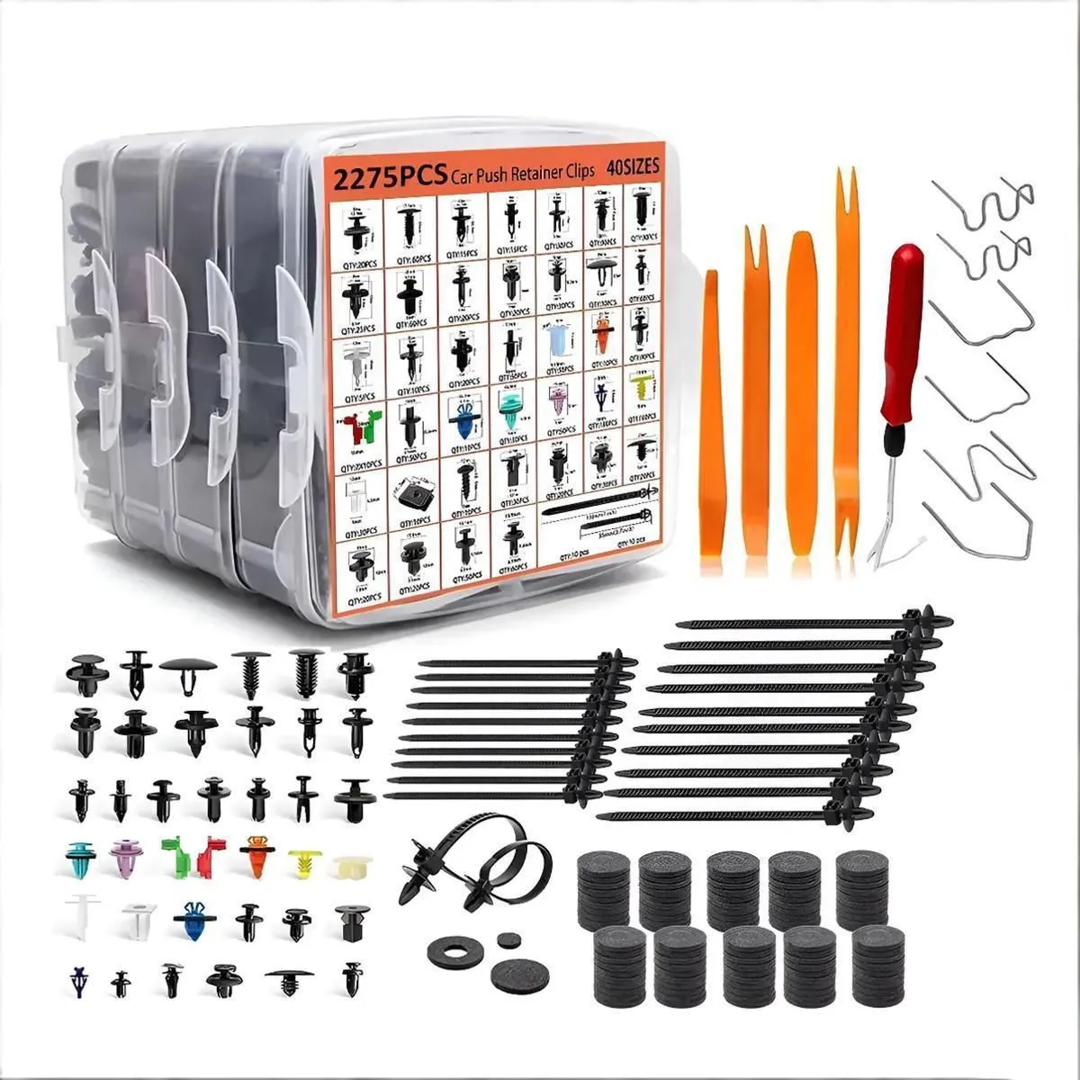 2275-Piece Universal Boxed Snap-Fit Fastener Set for Automotive Bodywork