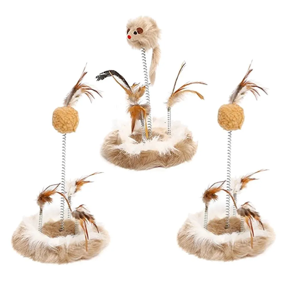 Pet Spring Interactive Cat PlushToys With Mouse And Ball Set of 3