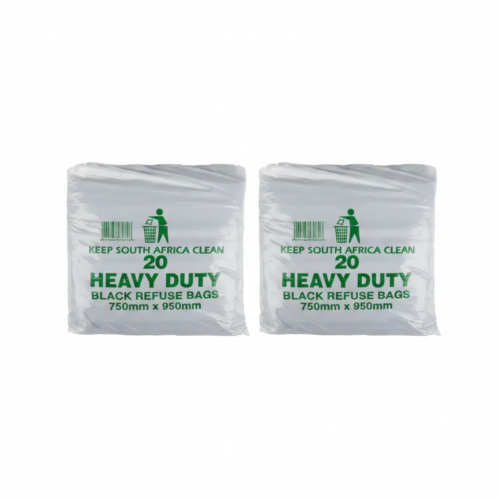 Heavy Duty Black Refuse Bags 38 Micron - 20 Piece, 750mm x 950mm - 2 Pack