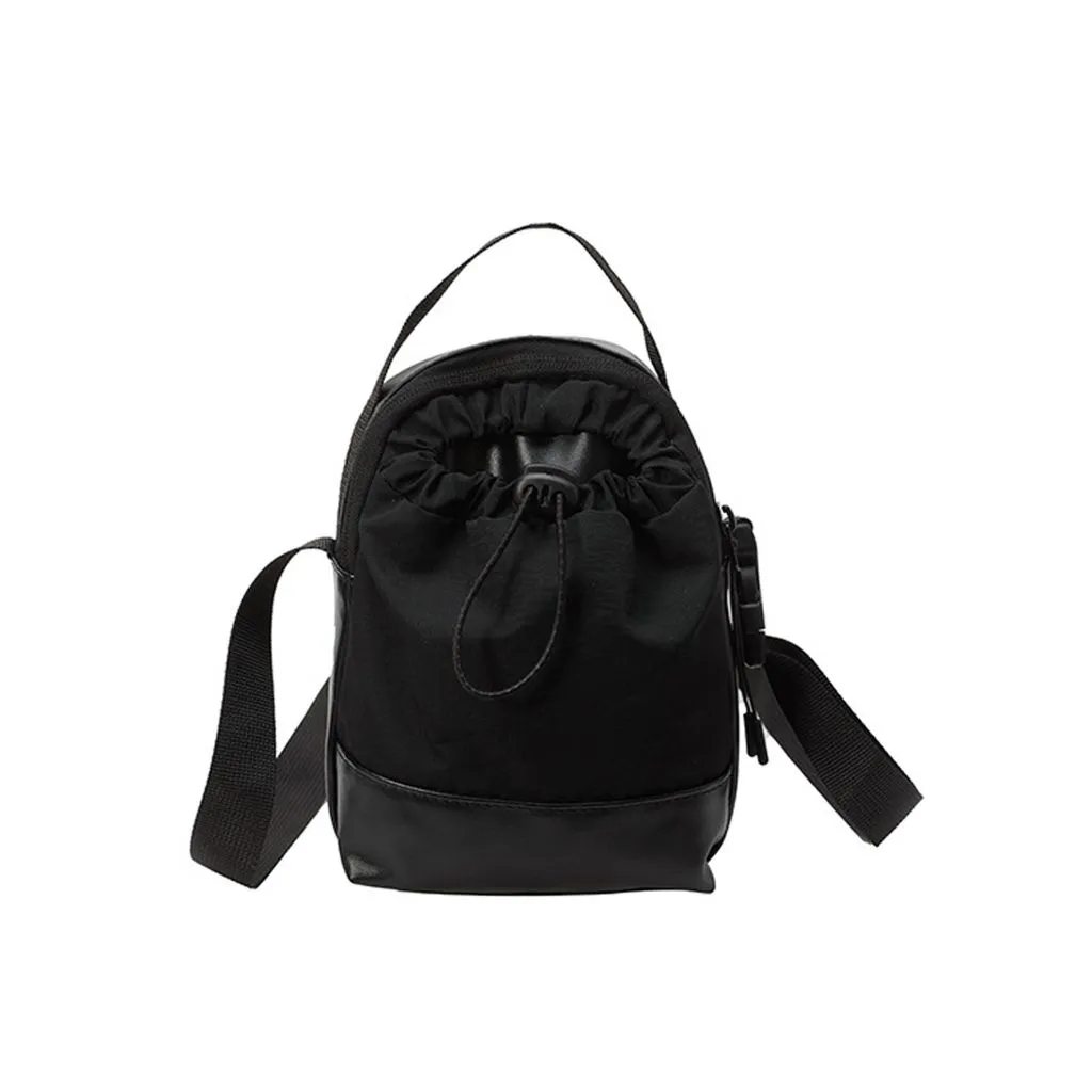 Versatile Black Shoulder Drawstring Pouch