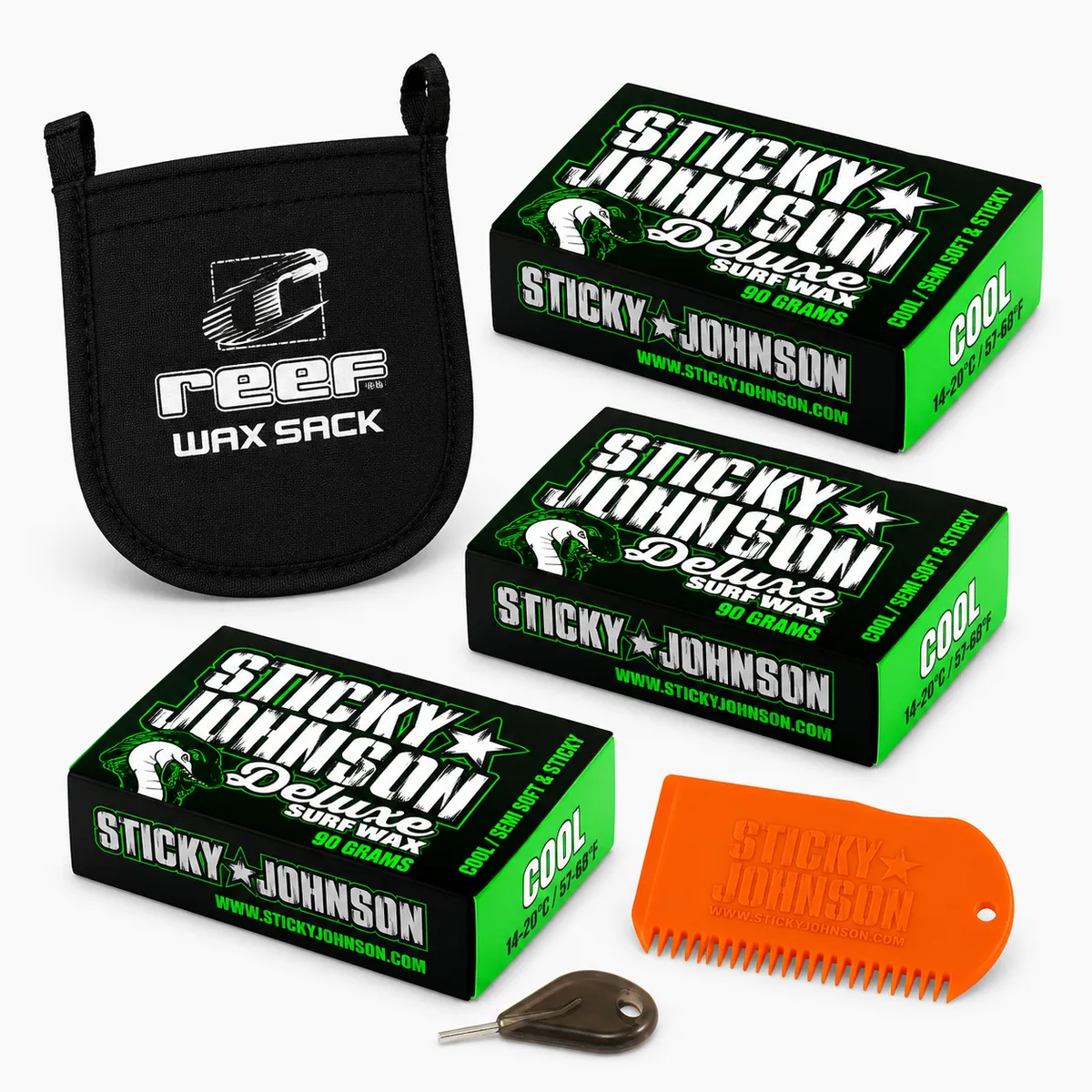 Sticky Johnson Surfboard Wax Set: Cool - Water 6 Piece Gift Set