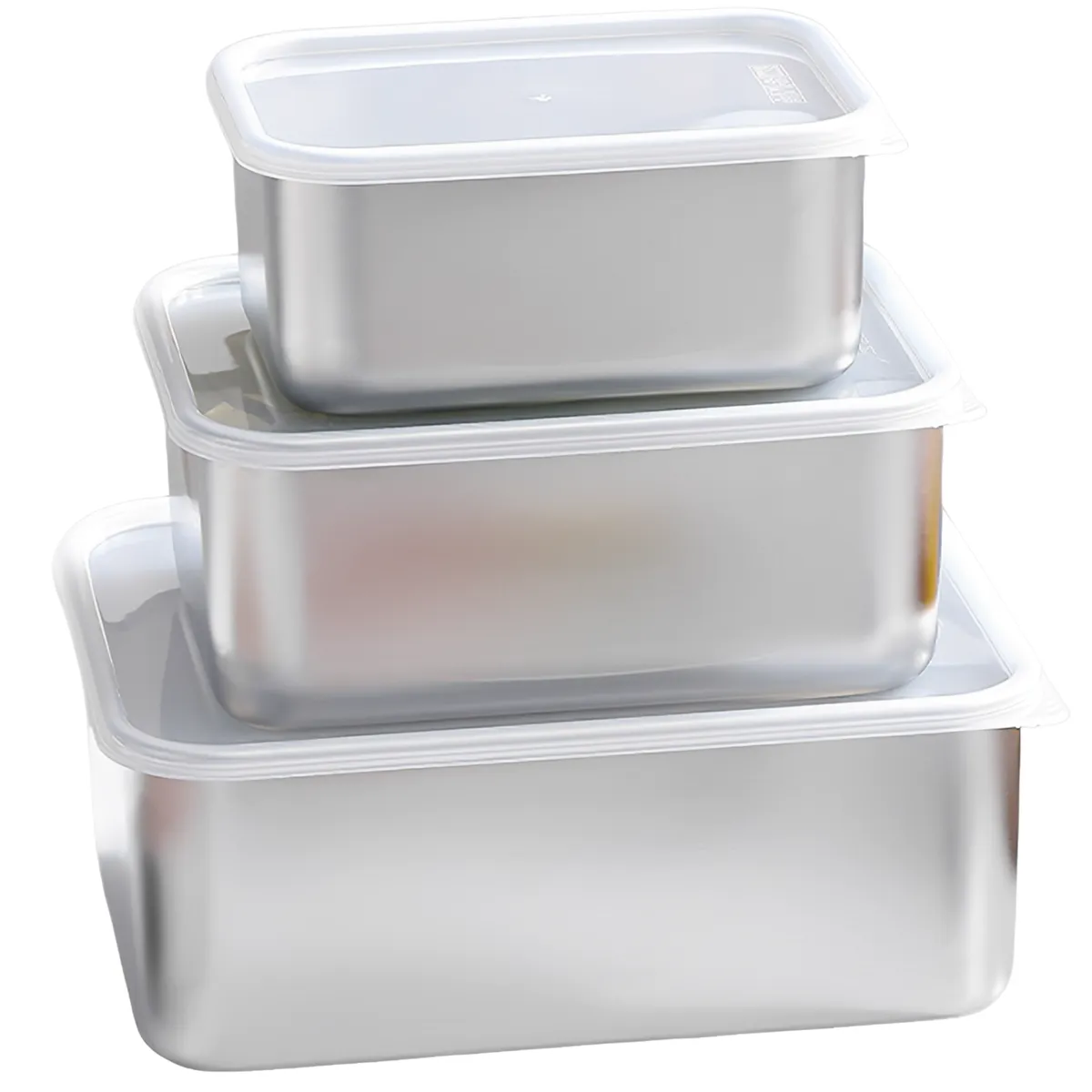 3 Pieces Stainless Steel Food Container Fridge Food Storage Box with Lids