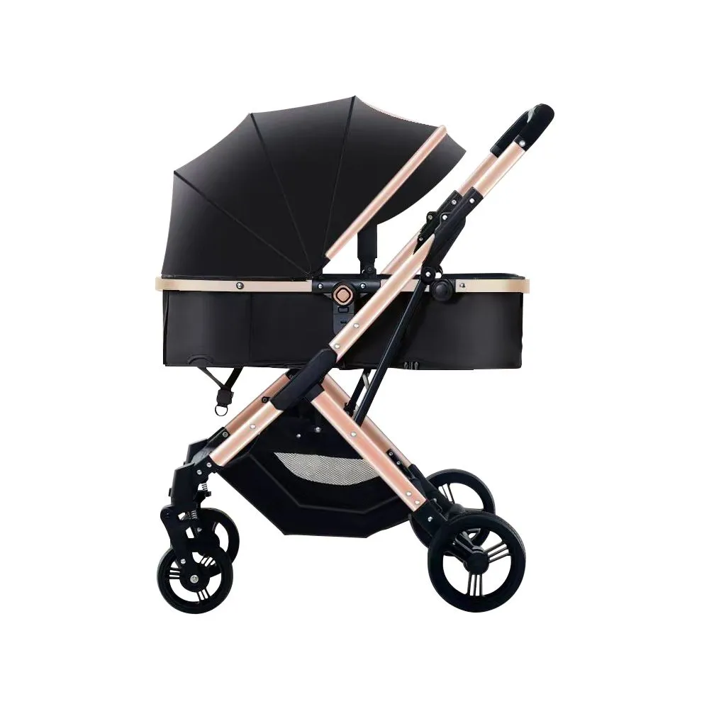 2 in 1 Baby Stroller Portable Baby Jogger Carriage Folding Prams - Black