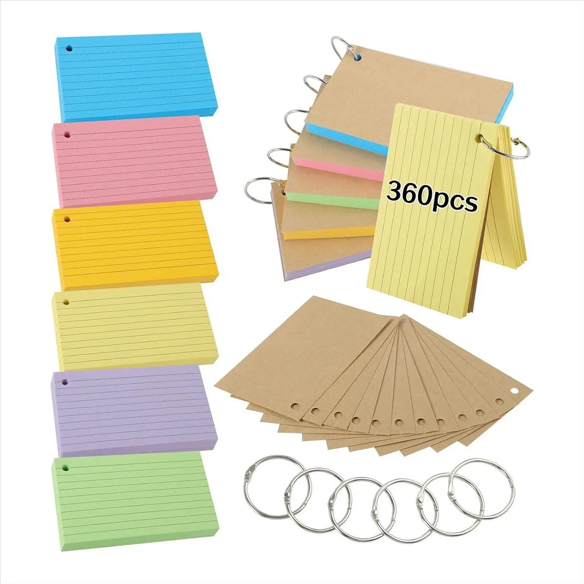 Flash Cards 600 Pcs Multicolor Index Cards Revision Cards