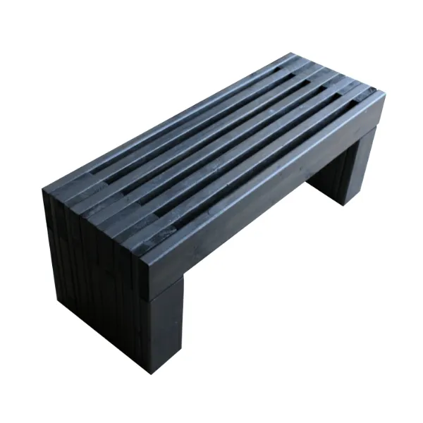 Slatted Wooden Bench - Black