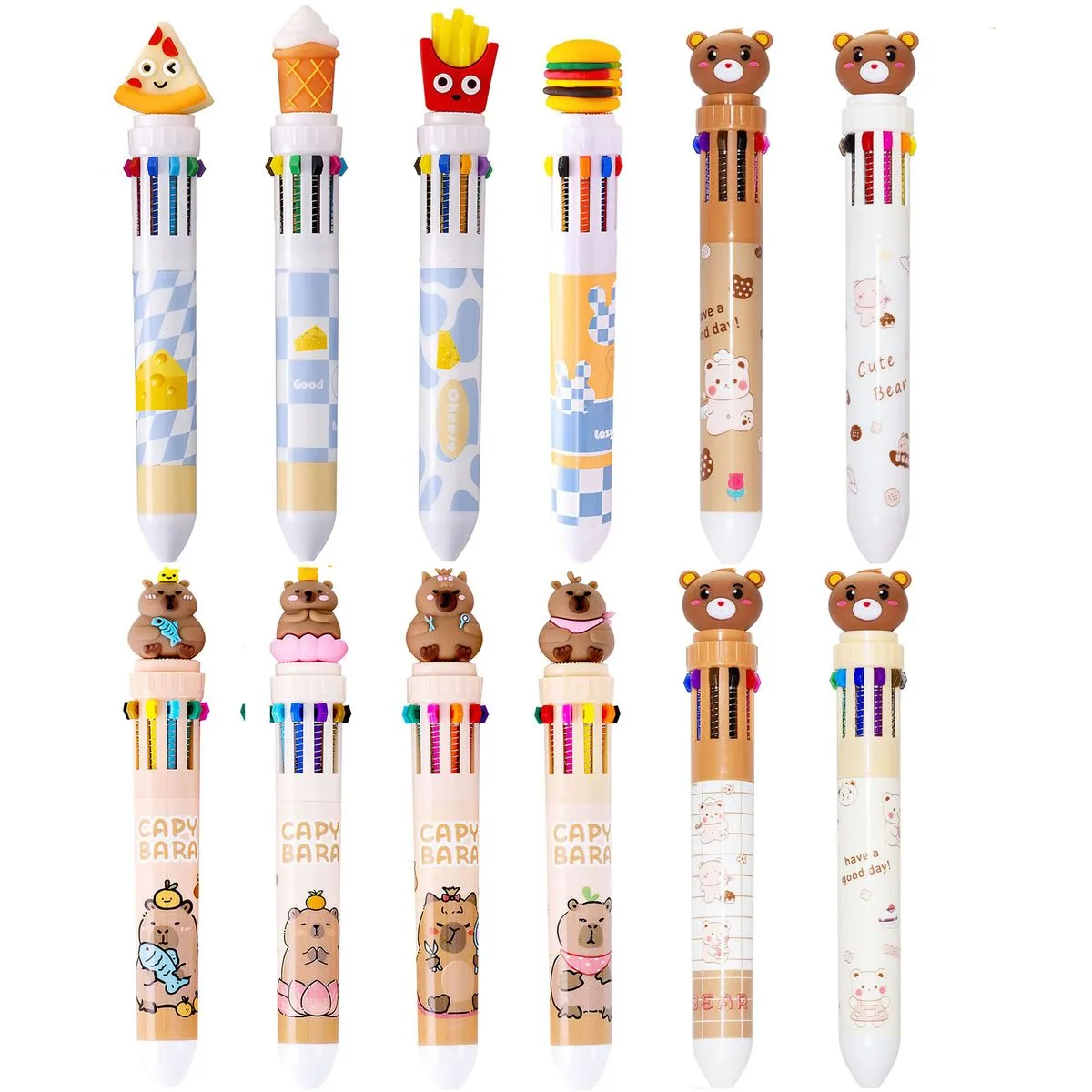 12pc Multicolor Ballpoint Pen Rollerball Pen Retractable Shuttle Color Pen