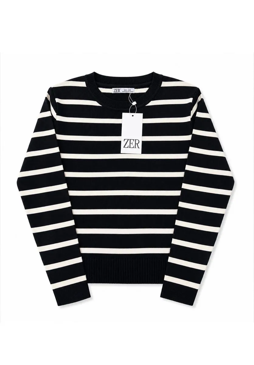 Ladies Round Jersey - Stripped (S-M) - Black