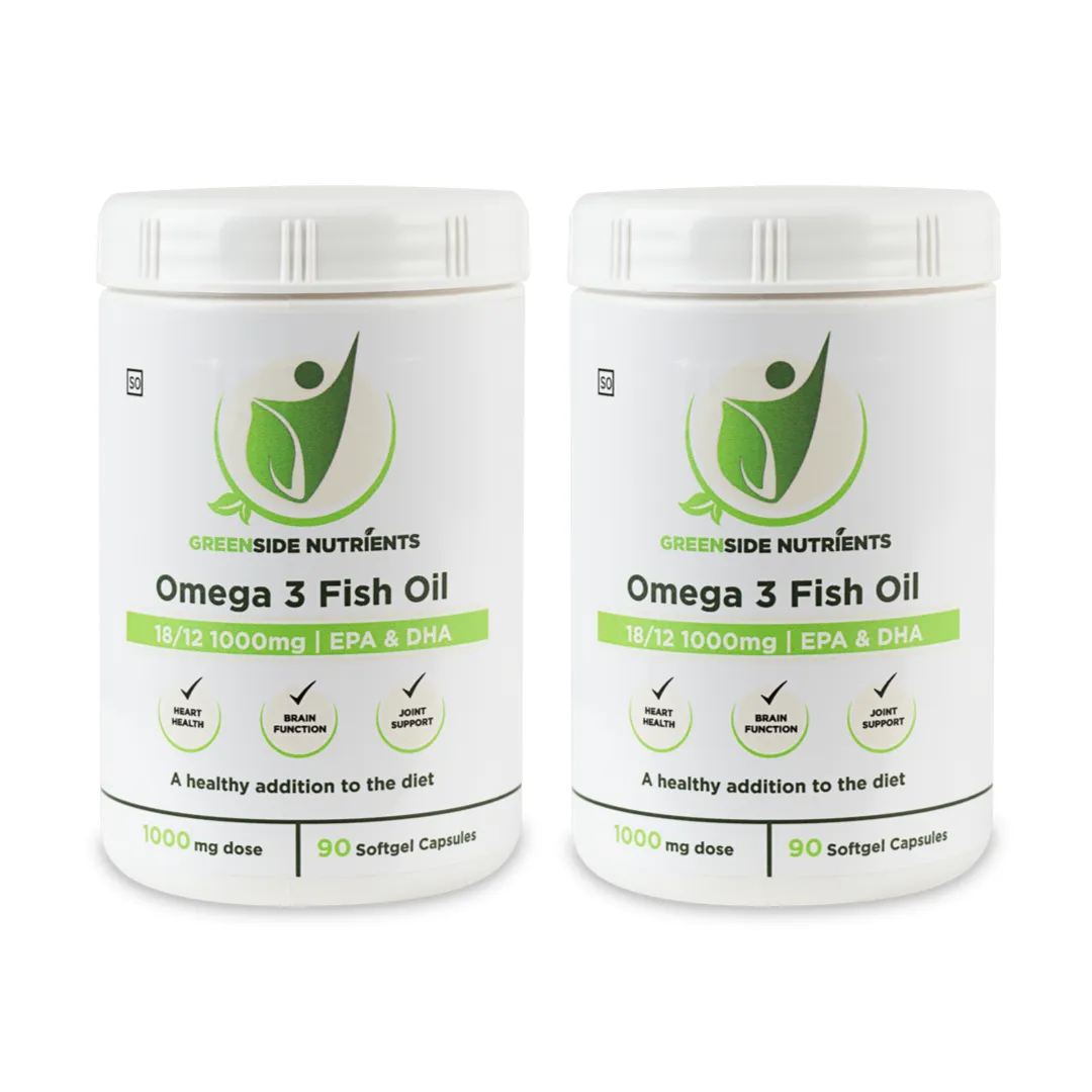 Greenside Nutrients Omega-3 Fish Oil 1000mg - High Potency - 2 x 90 Combo