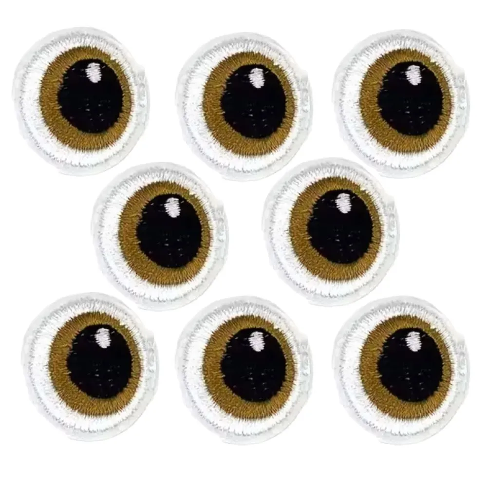 Craft Iron-On/ Sew-On Brown Doll Eyes Embroidery Patches 4 Pairs - 2.7cm