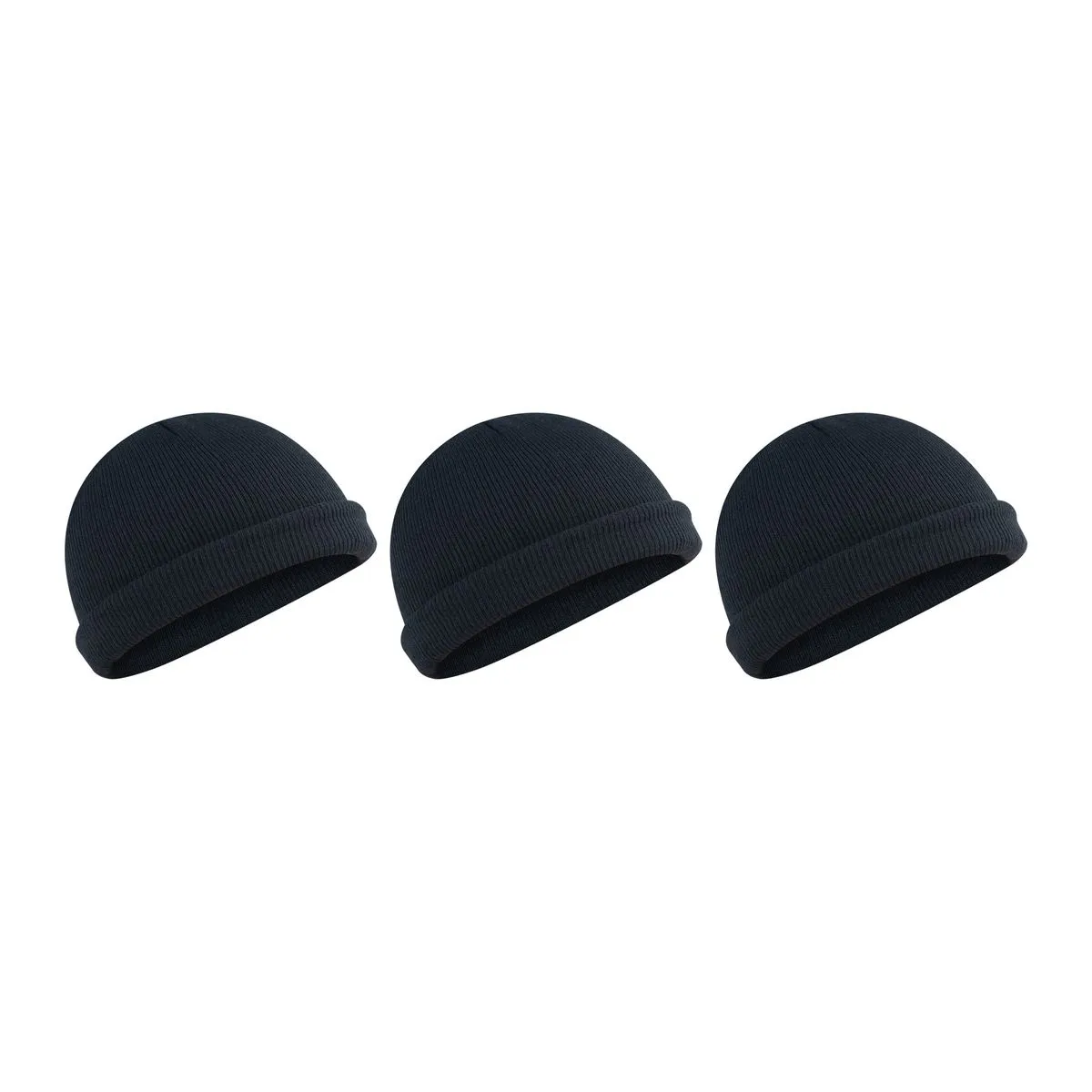 Unisex Premium Wool Beanies - 3 Pack - Black