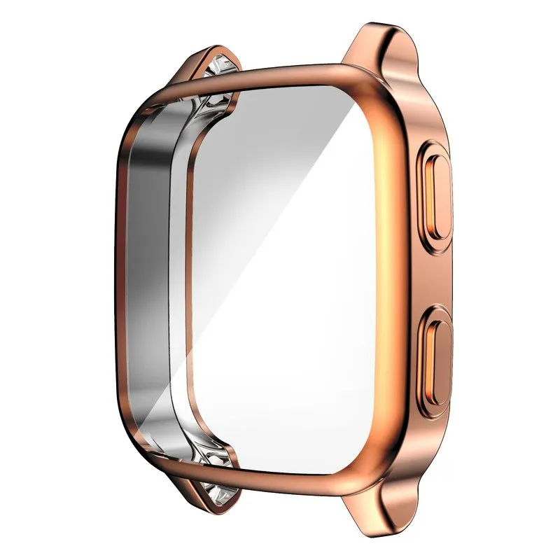 TPU Electroplated Protective Case with Screen Protector Compatible with Garmin Venu Sq - Rusty Gold