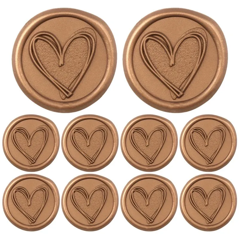 Gold Heart Self Adhesive Ready Made Wax Seals - 25 Pack