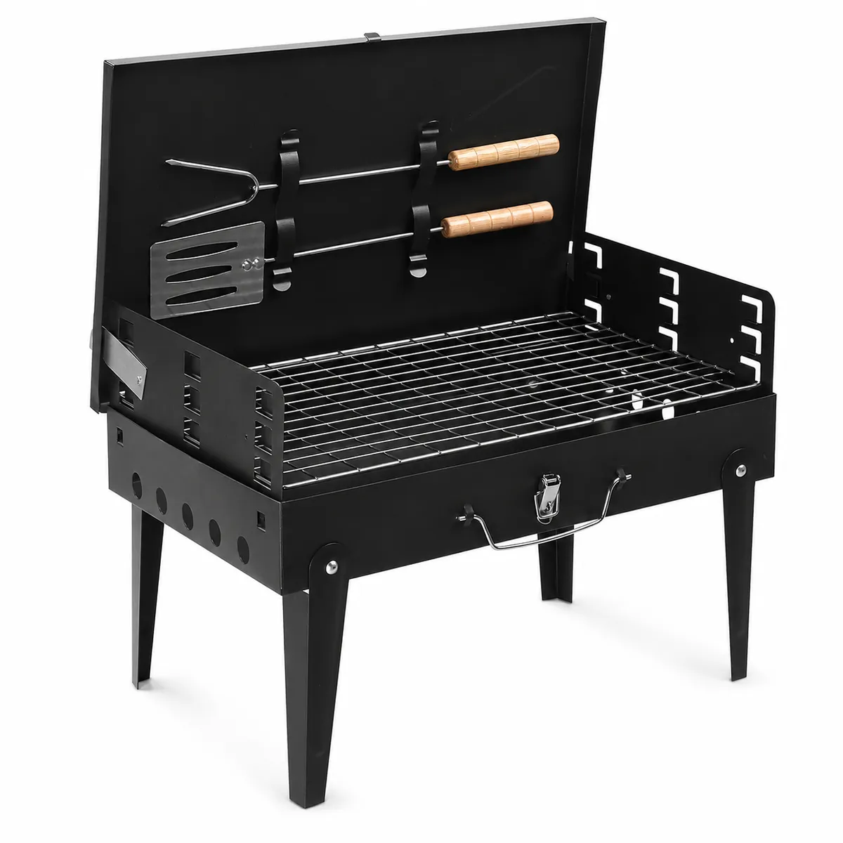 SKY-TOUCH Portable Charcoal Grill, Outdoor Foldable BBQ Grill