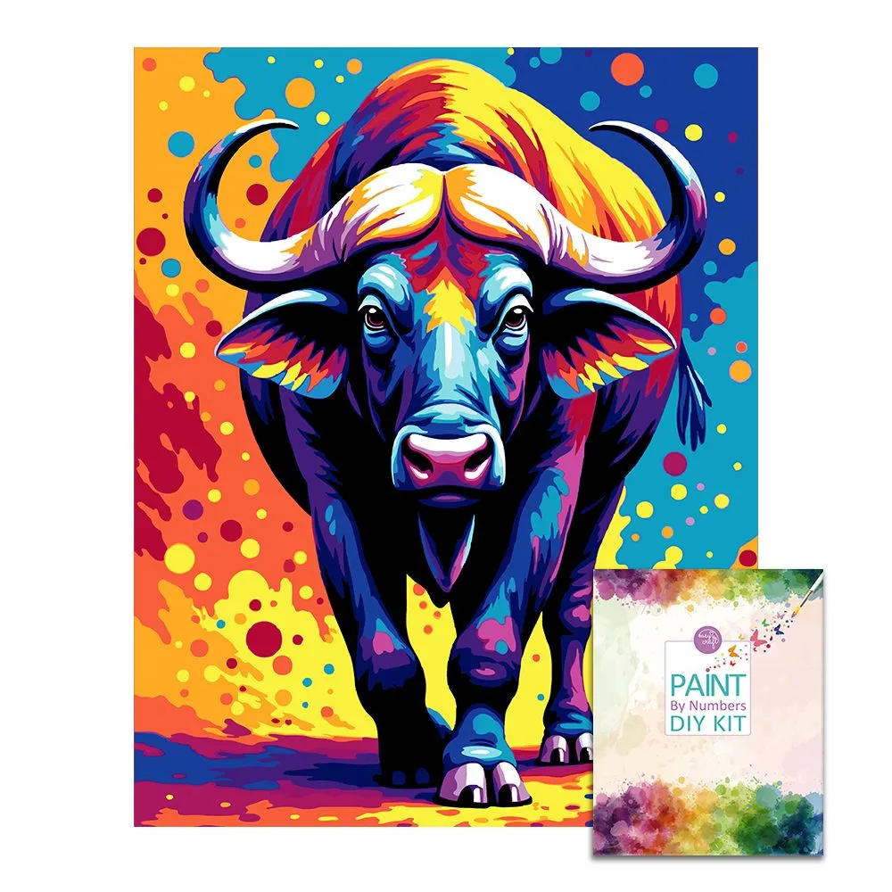 Easy Craft Paint by Number DIY Kit, 50x40cm- Colourful Big Five - Colourful Big Five - Buffalo