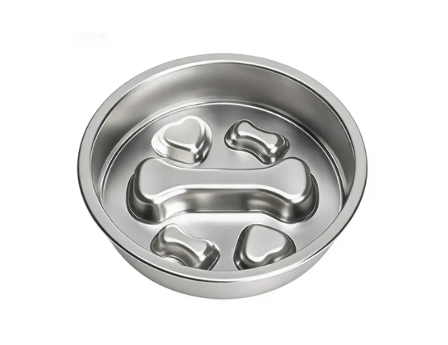 Stainless Steel Slow Feeder Bowl Non-Slip Pet Food Bowl Anti-Tip