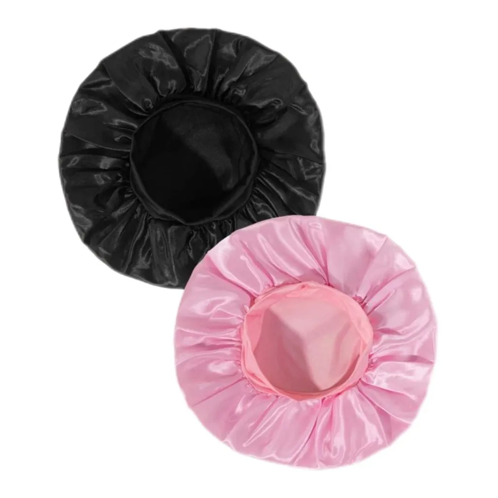 2-Piece Pink and Black Toddler Hair Bonnet Set