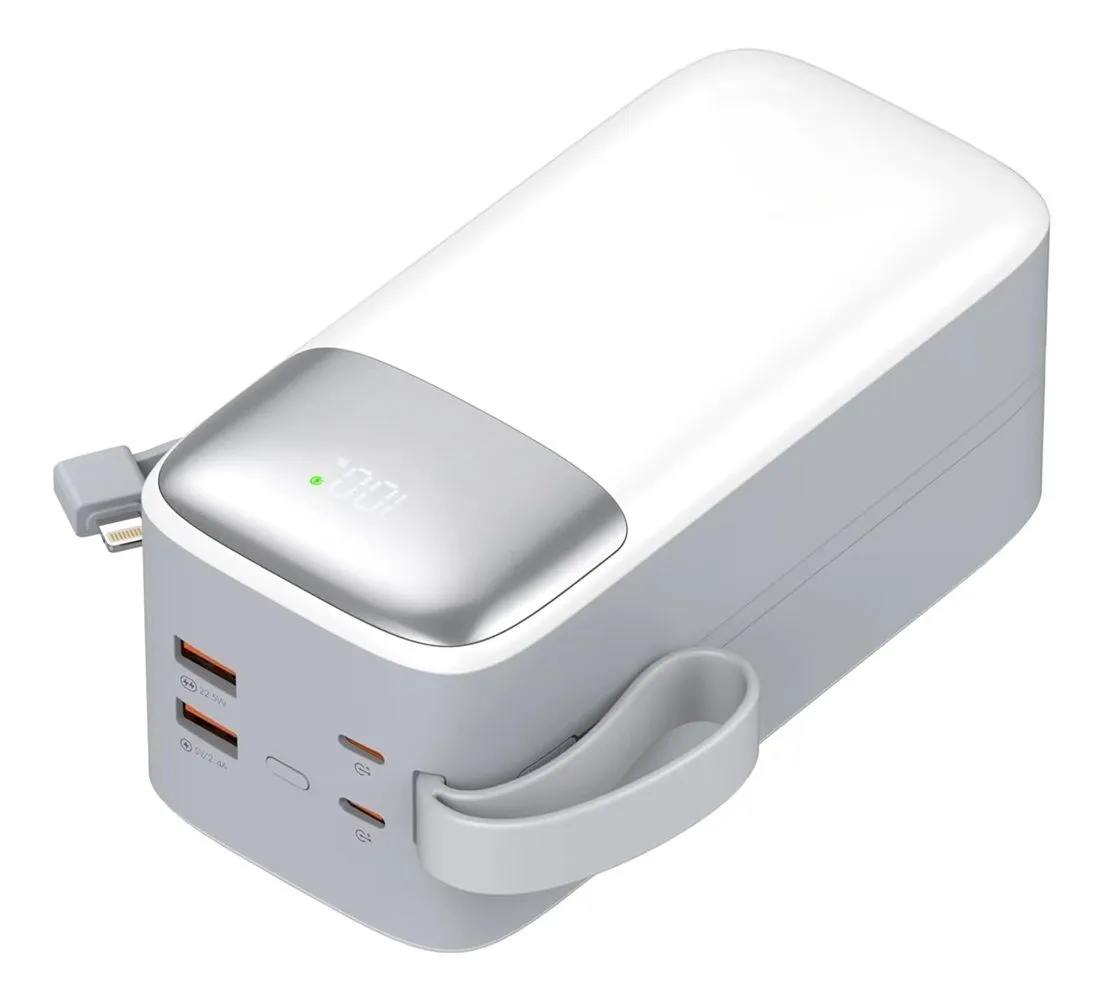 50000mAh Fast Charging Power Bank with Built-in USB-C & Lightning Cables
