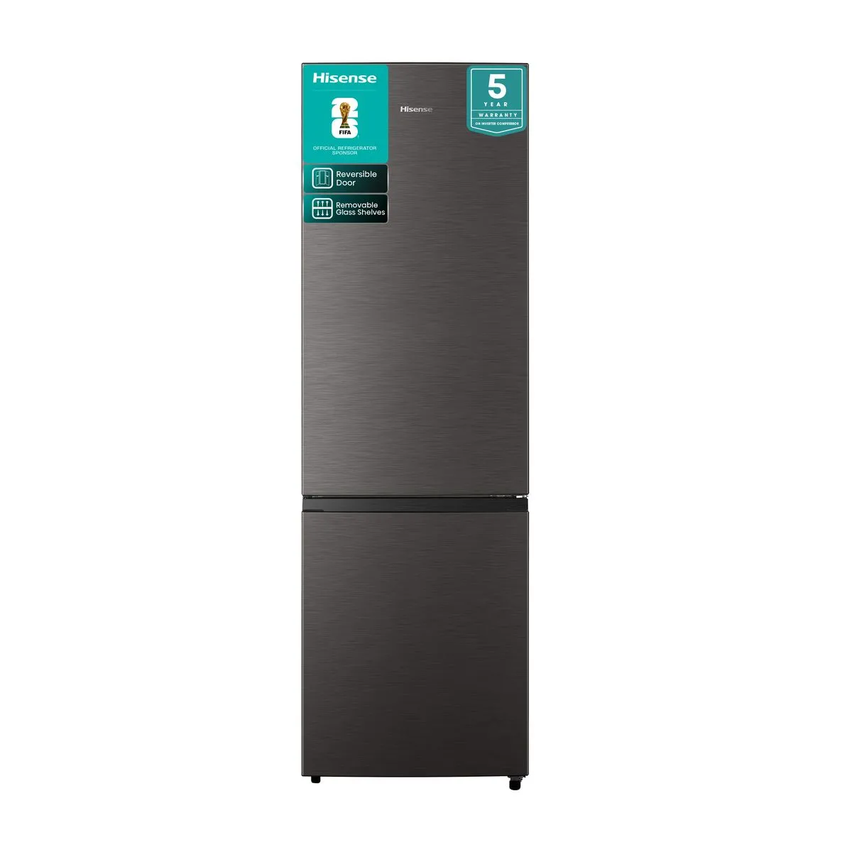 Hisense 264L Bottom Freezer Fridge - Titanium Inox