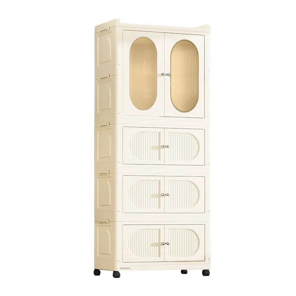 Lamont Kids Foldable Wardrobe Layered Storage w/Swivel Casters