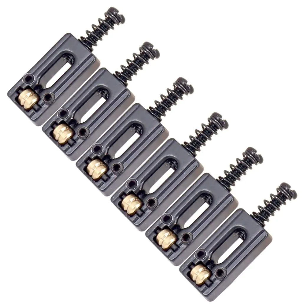 6 Pcs Metal Guitar Bridge Saddle for Electric Guitar Parts,Black