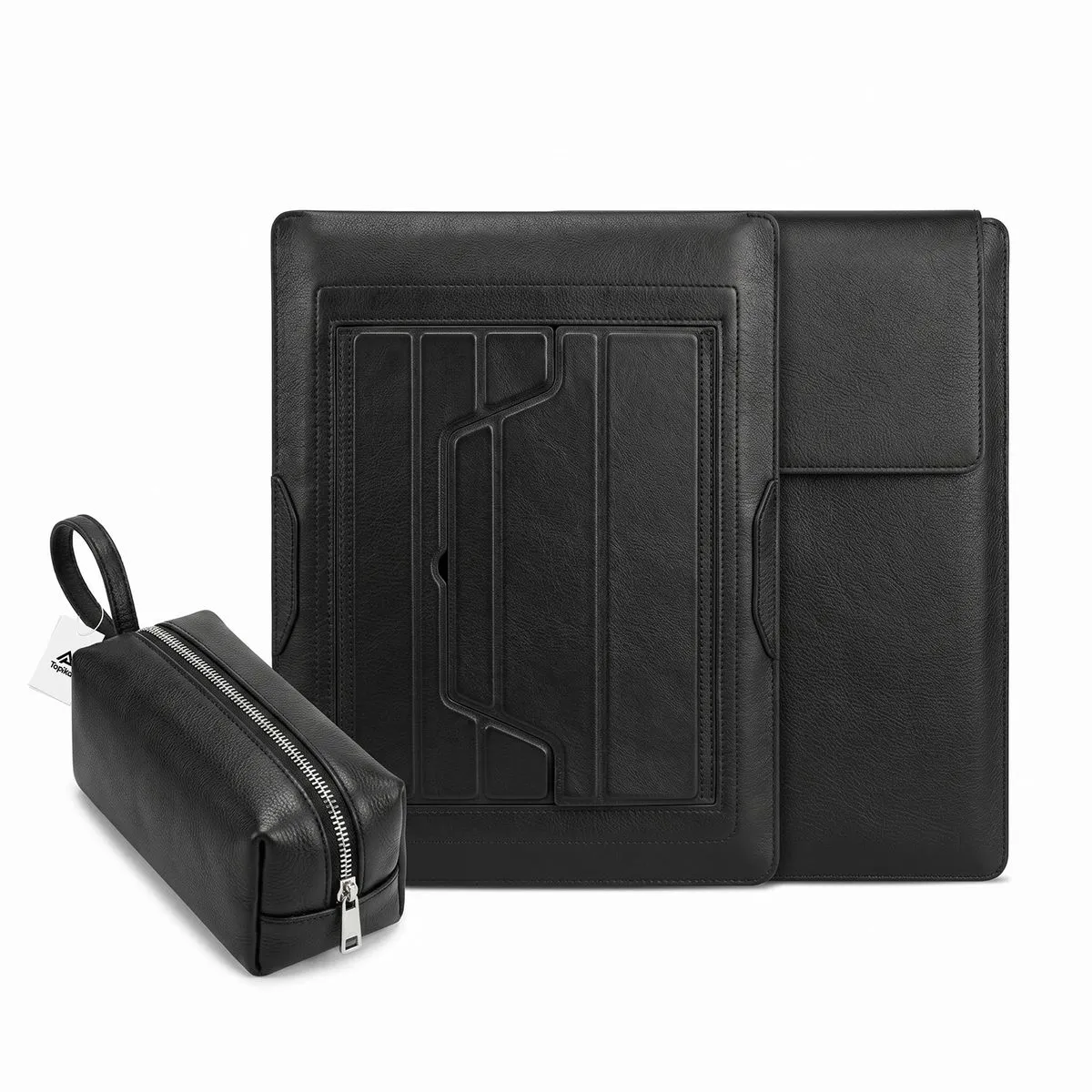 Topika 3 In 1 Laptop Sleeve With Stand And Matching Adapter Pouch,14 Inch - Black