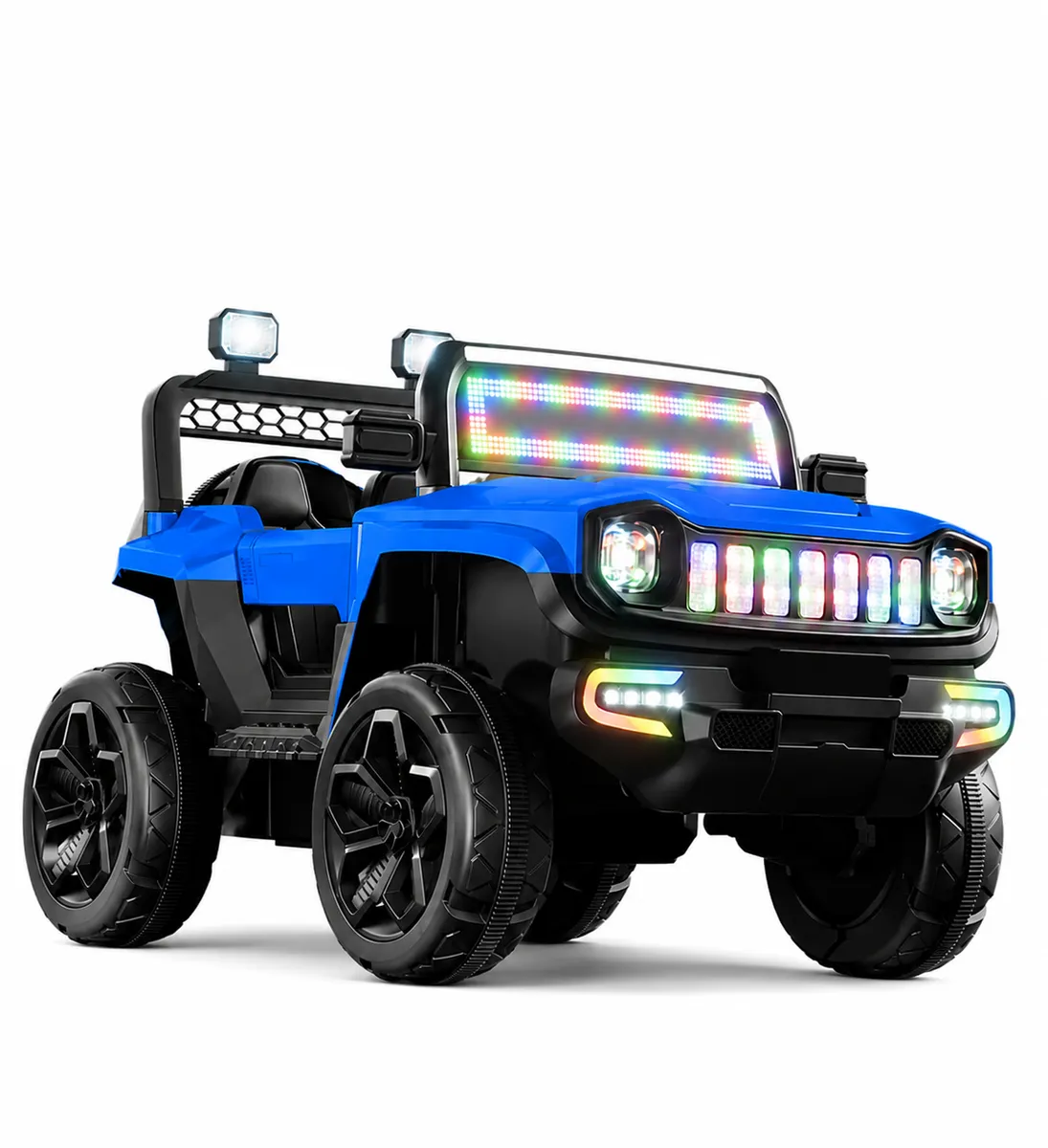 Hardcore Off-Road 12V 4x4 Kids Ride-On Jeep with Remote Control & LED Light - BLUE