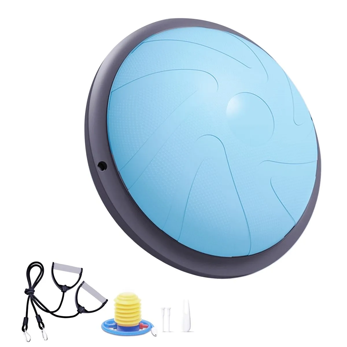 46cm Stability Bosu Ball Balance Ball with Resistance Bands & Pump - Blue
