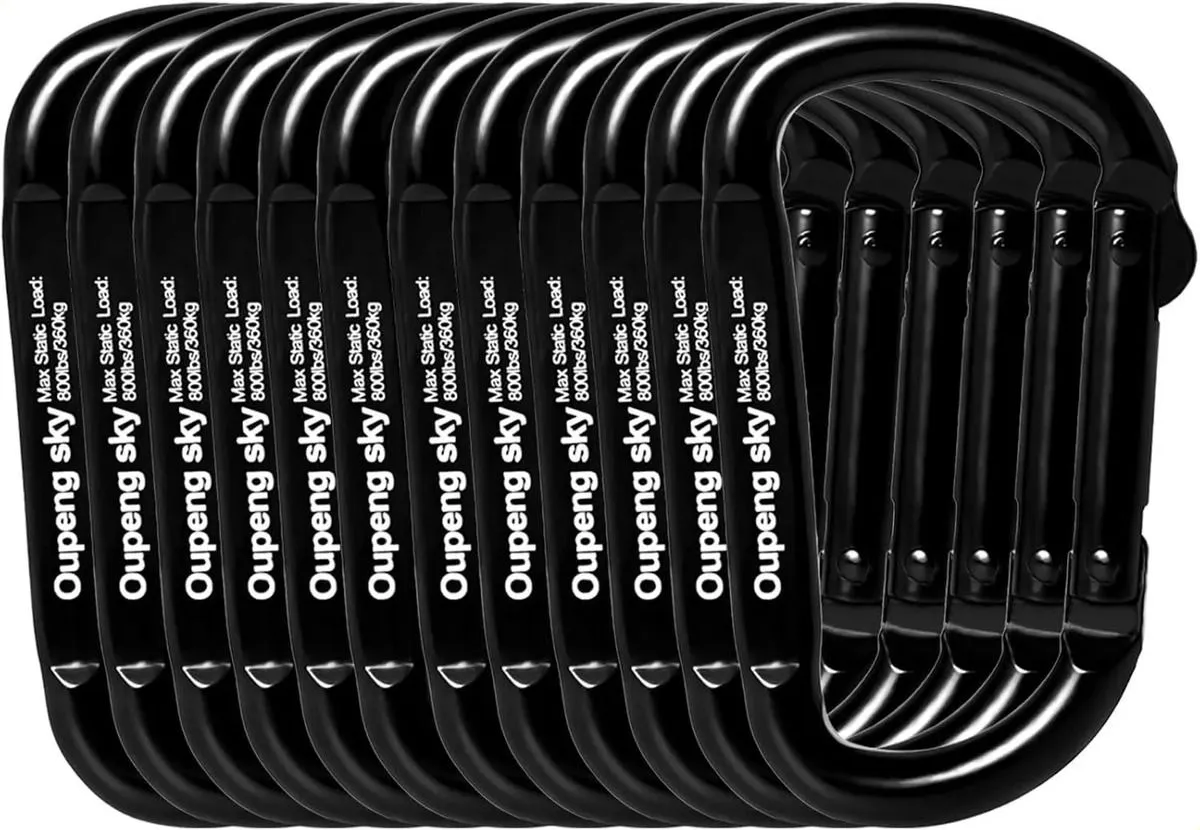 ZELTRYN 12 Pack Heavy-Duty D Shape Aluminum Carabiners