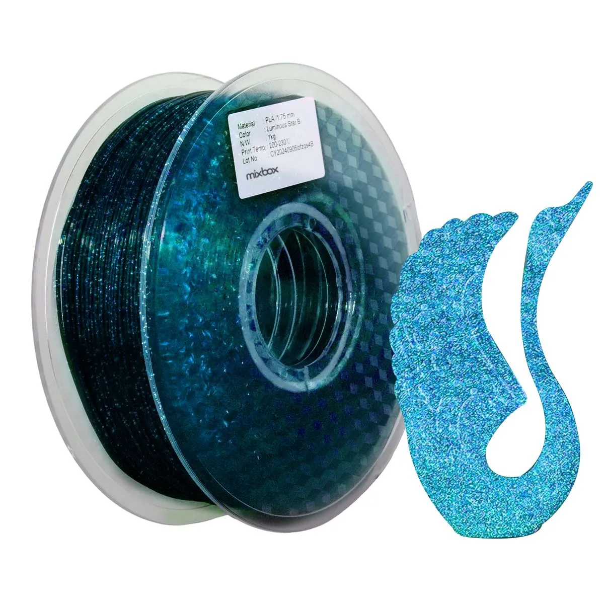 Mix Box 3D Printing PLA Glow in The Dark Filament 330m,1.75mm ,1KG - Starry Blue