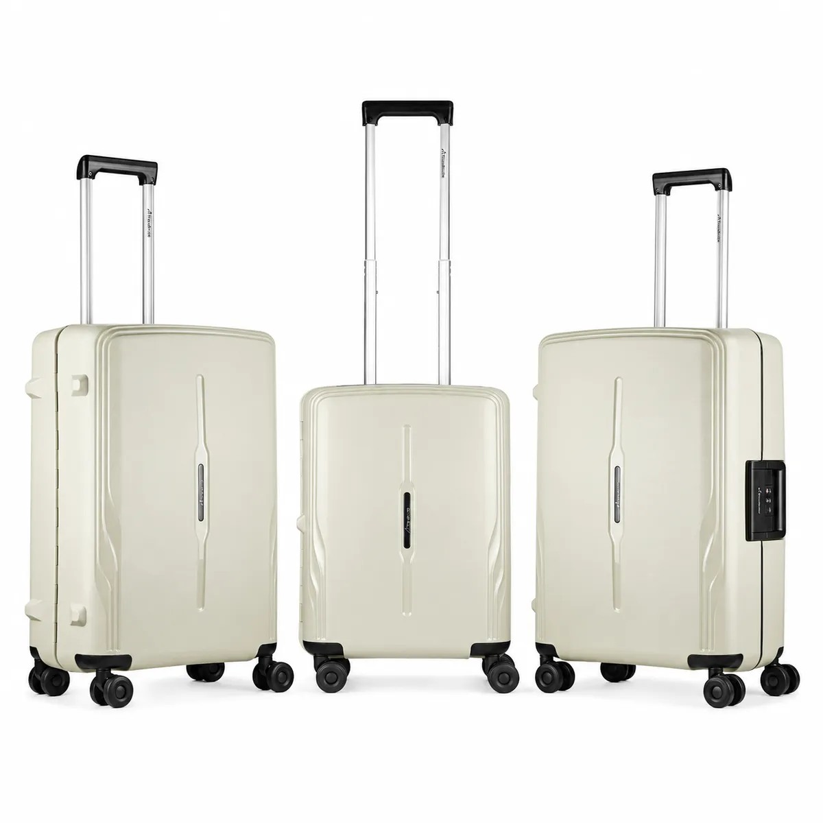 Travelwize Clipper PP 4-Wheel Spinner Luggage Set - 3 Piece - Beige