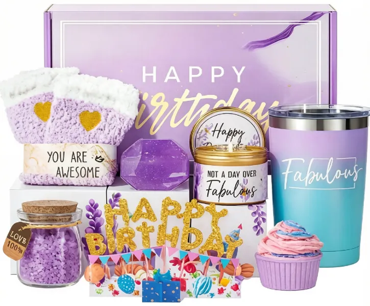 Women's Purple Birthday Gift Set For Her 8 Pieces