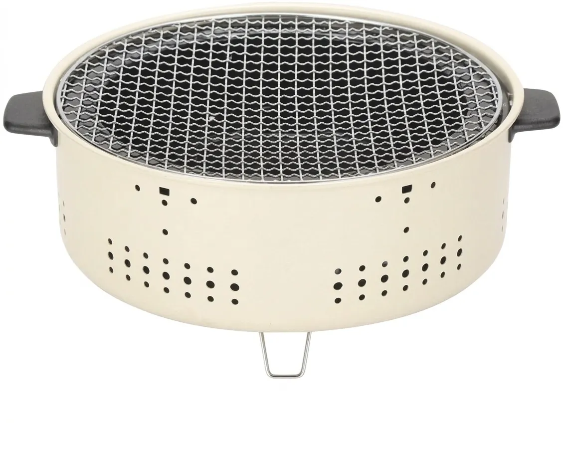 Round Non Stick Mini BBQ Hibachi Grille with Removable Mesh Grate