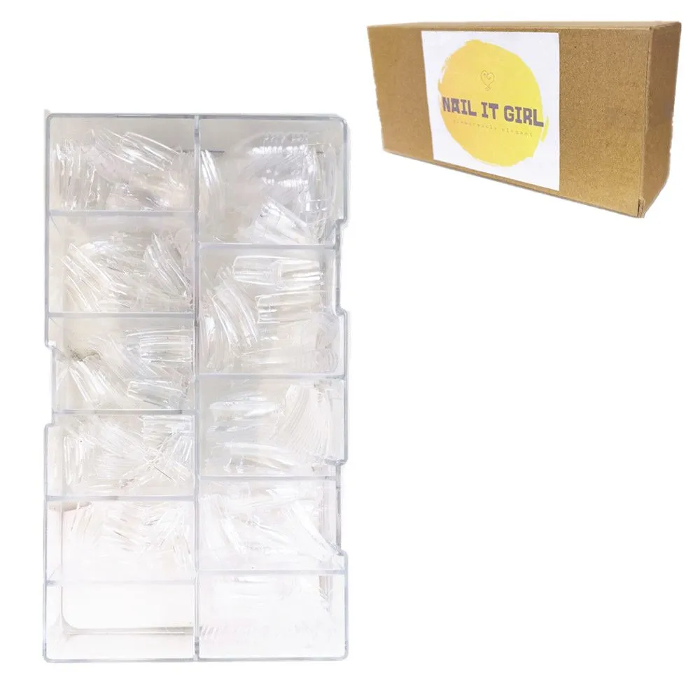 500 French Nail Tips Half Tips Full Cover Full Nail Acrylic False Nail - French Half Tips - Clear