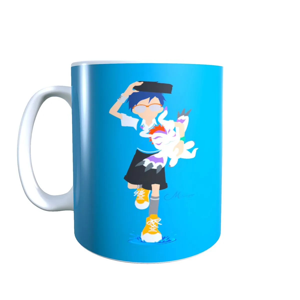 Joe & Gomamon Running - Digimon Themed Coffee Mug