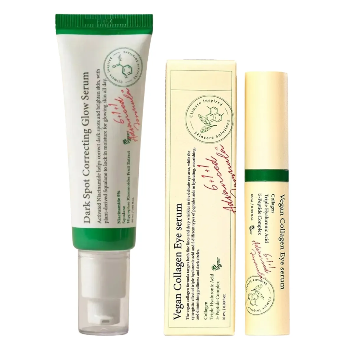 Dark Spot Correcting Glow Serum And Vegan Collagen Eye Serum Combo