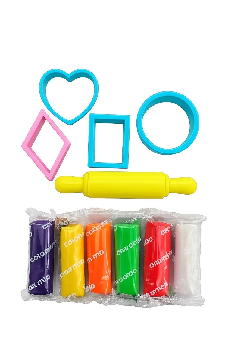Kids Soft Clay Modelling Dough with Rolling Pin and Shape Cutters