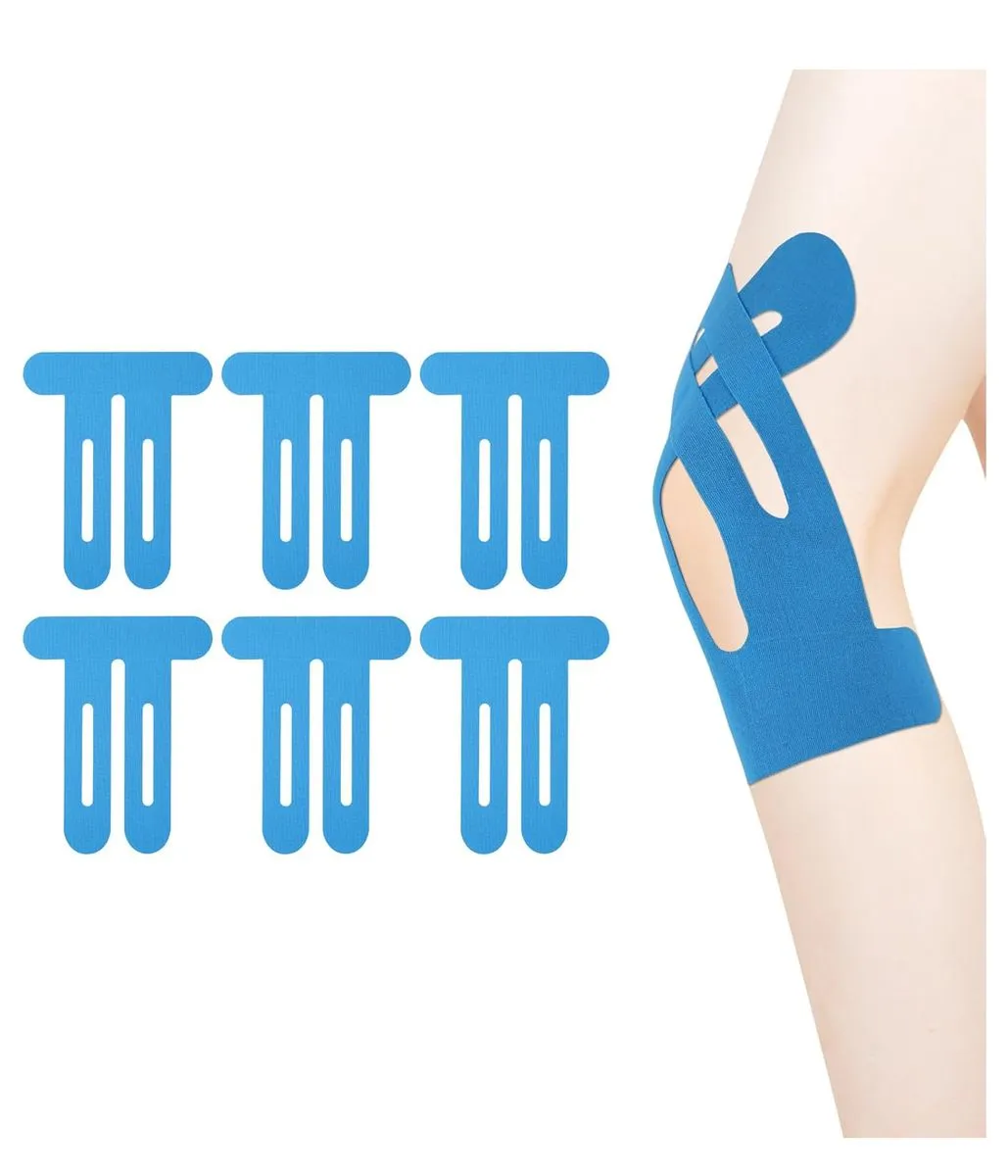 6pcs Precut Tape for Knees,Breathable Sport Knee Patch Stickers - Blue