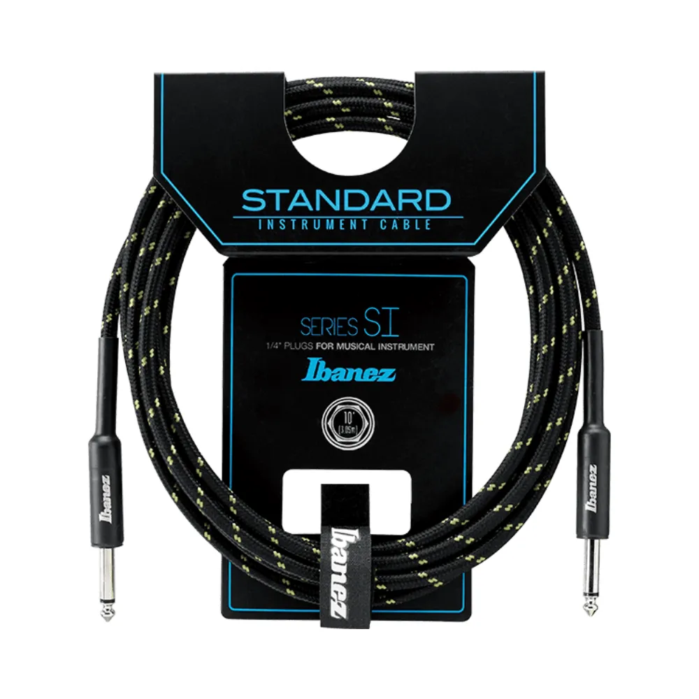Ibanez SI10 Woven Guitar Instrument Cable - Black x Green 
