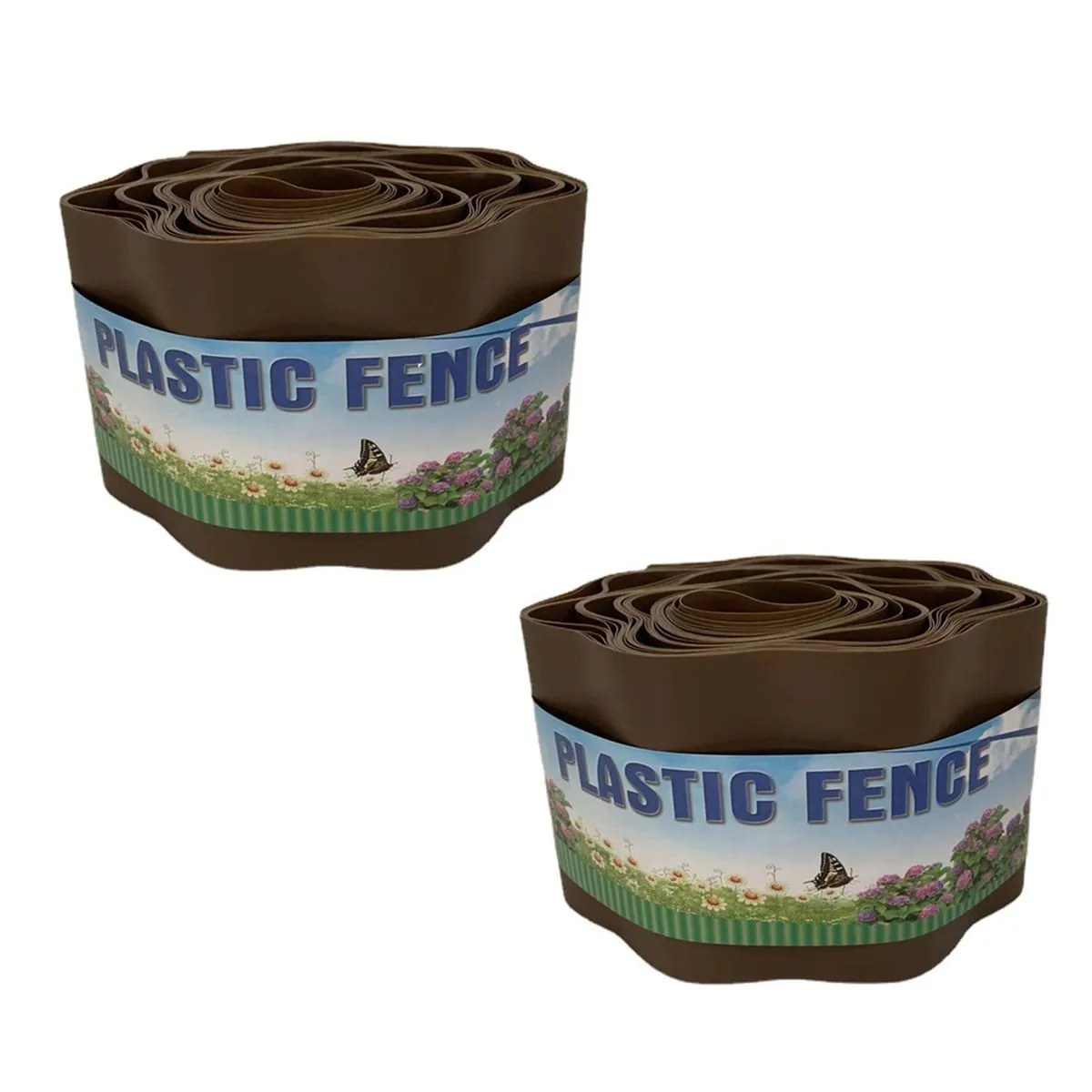 2 Pack 9M Garden Edging Border, Garden Landscape Edging Borders - Brown