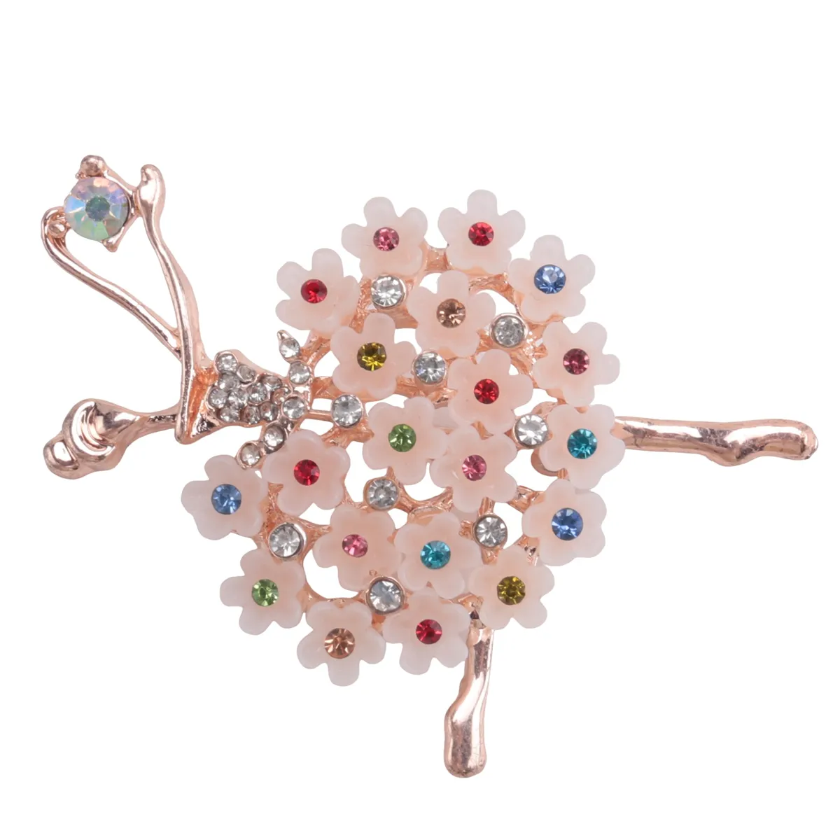 Luxury Crystal Brooch Ballerinas Colorful Flower Alloy Plated Women