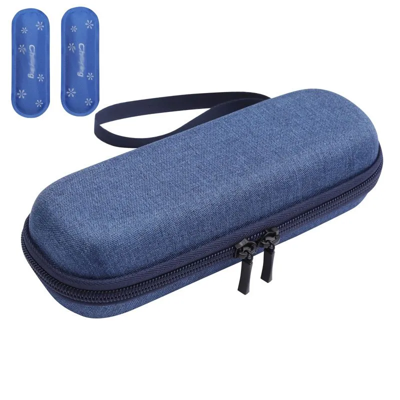 Insulin Cooler Travel Case Medication Diabetic Cooler Isothermal Bag - Dark Blue