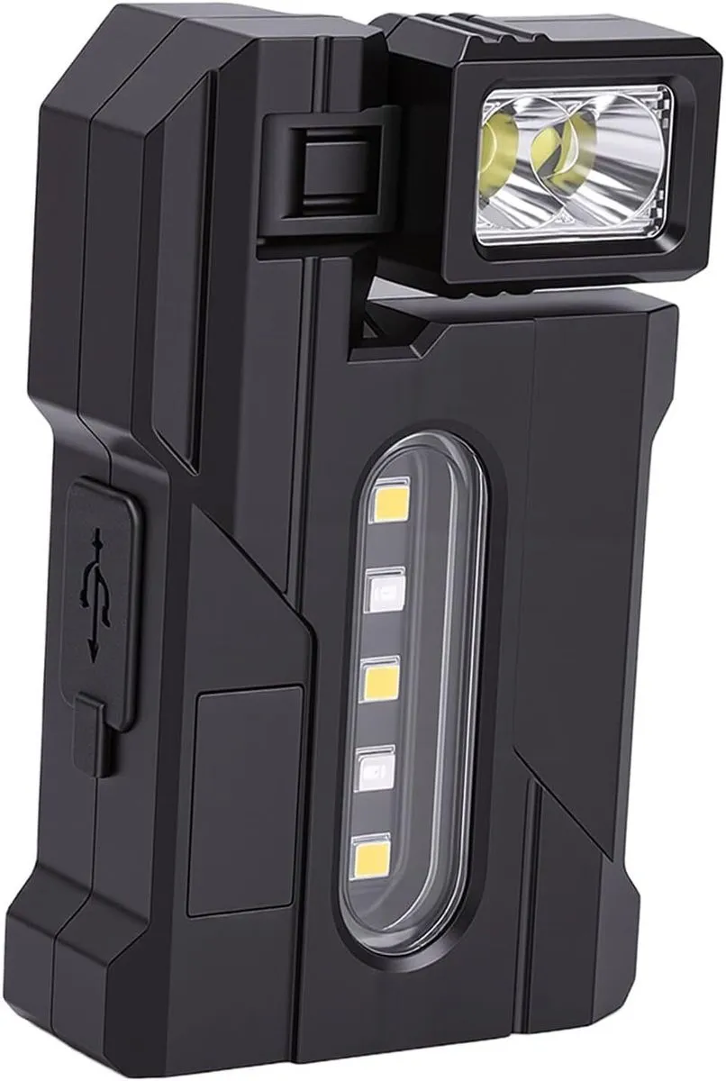 Pocket Flashlight Magnetic Rechargeable Mini Work Light 180 Rotating Head